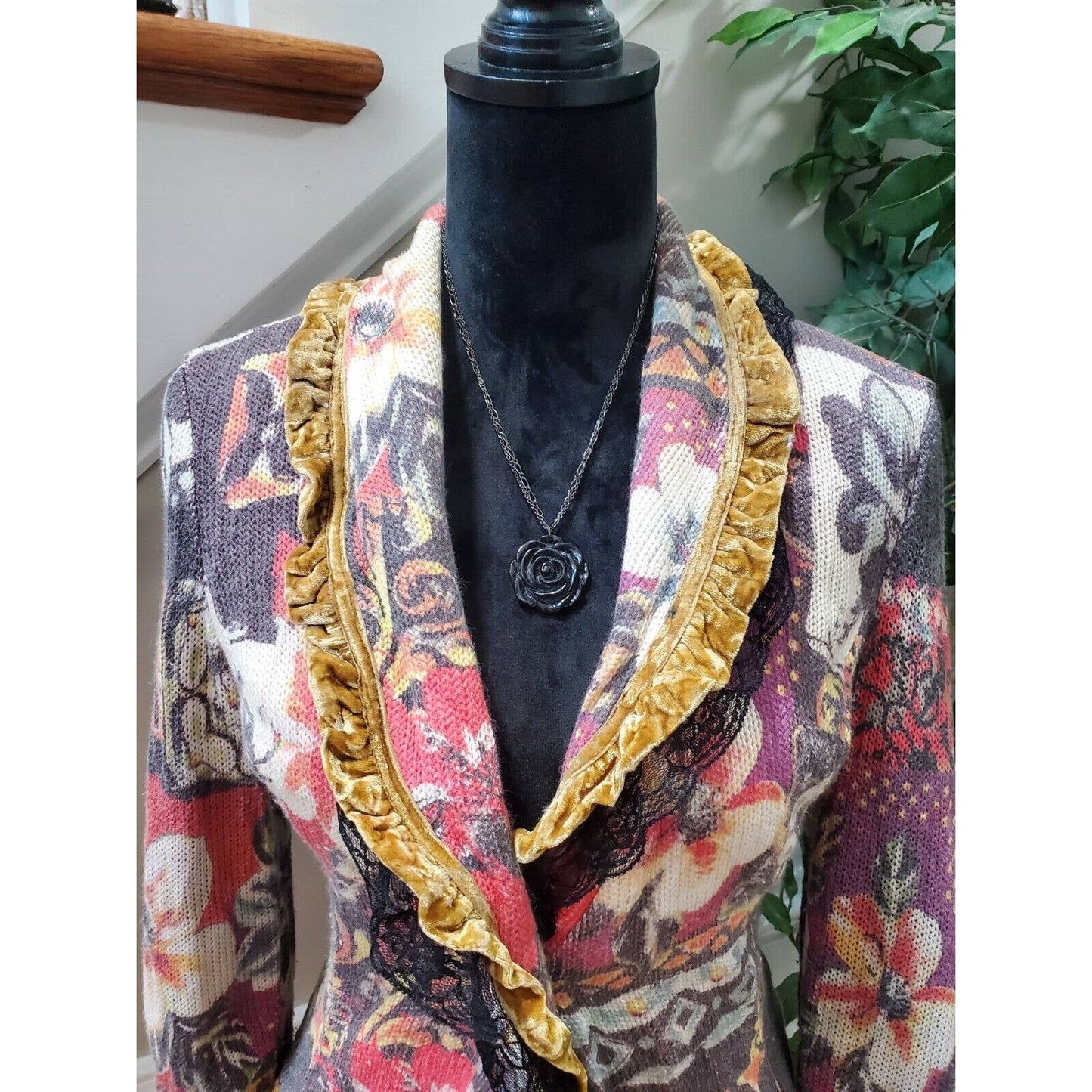 Alberto Makali Women's Floral Polyester Long Sleeve Casual Jacket Blazer Size M