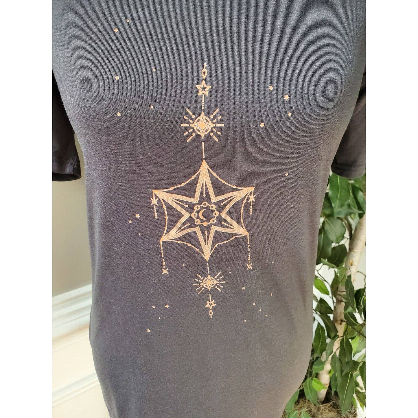 SHEIN Women's Gray Polyester Crew Neck Short Sleeve Casual Top Shirt Size Medium