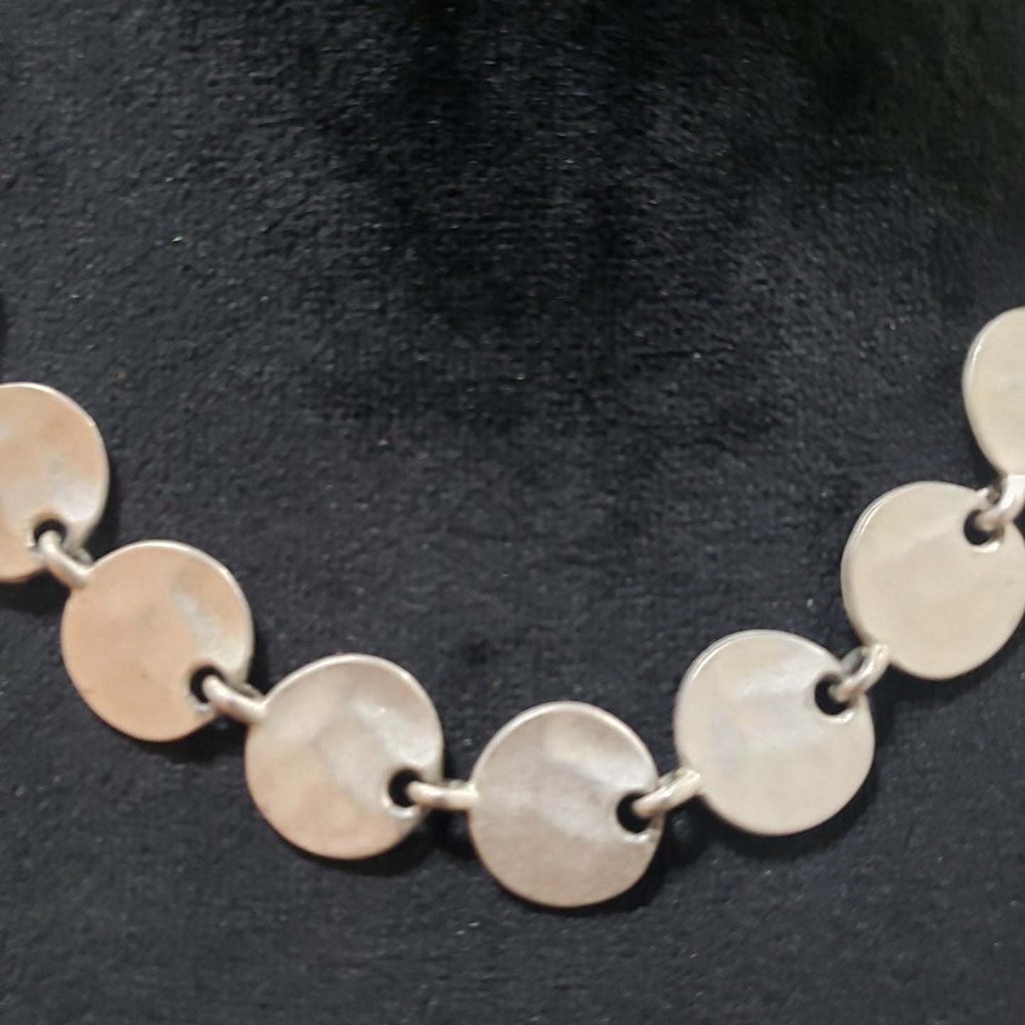 Womens Fashion Silver Round Link Disk Statement Necklace w/ Lobster Clasp