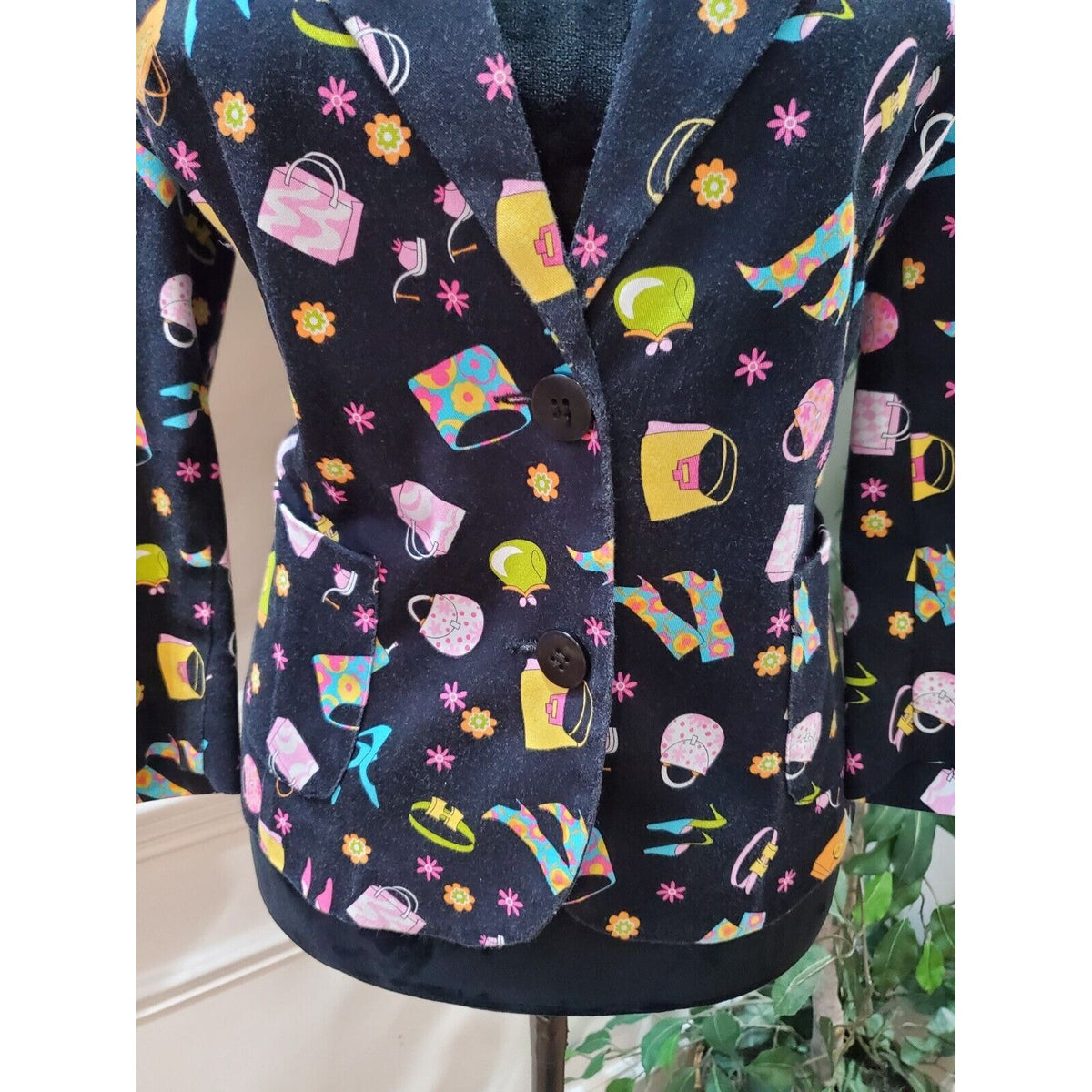 Briggs New York Womens Multicolor Single Breasted 2 Button Blazer Jacket Size 12