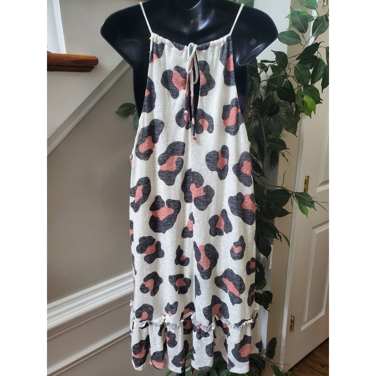 My Stary Women's Beige Polyester Scoop Neck Sleeveless Knee Length Dress Size S