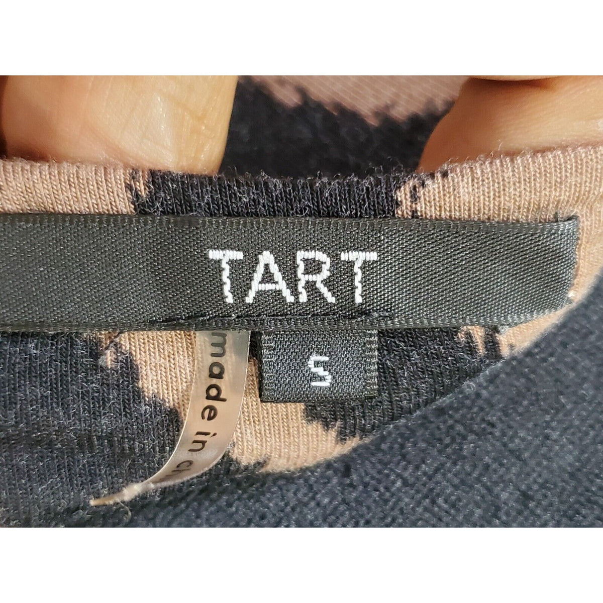 Tart Womens Black Brown Rayon Round Neck Long Sleeve Knee Length Dress Size S