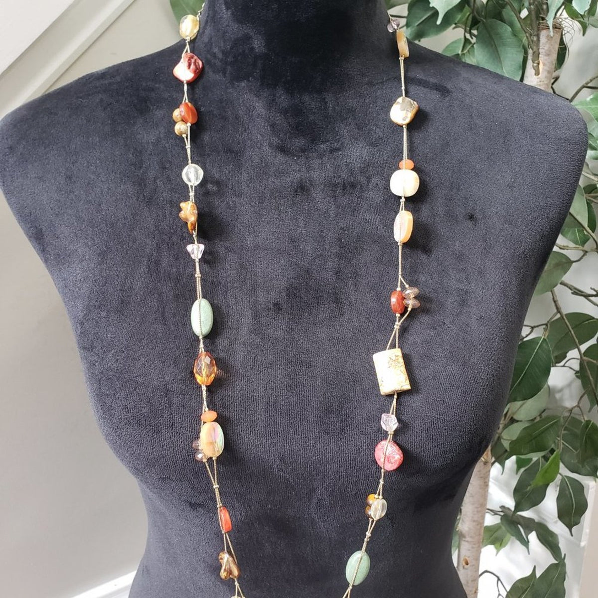 Lia Sophia Women's Fashion Crystals and Gold Tone Beads Long Chain Necklace