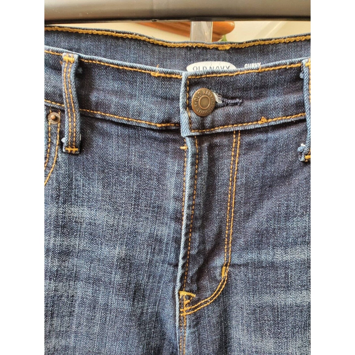 Old Navy Women's Blue Denim Cotton Mid Rise Curvy Bootcut Jeans Pants 8 Short