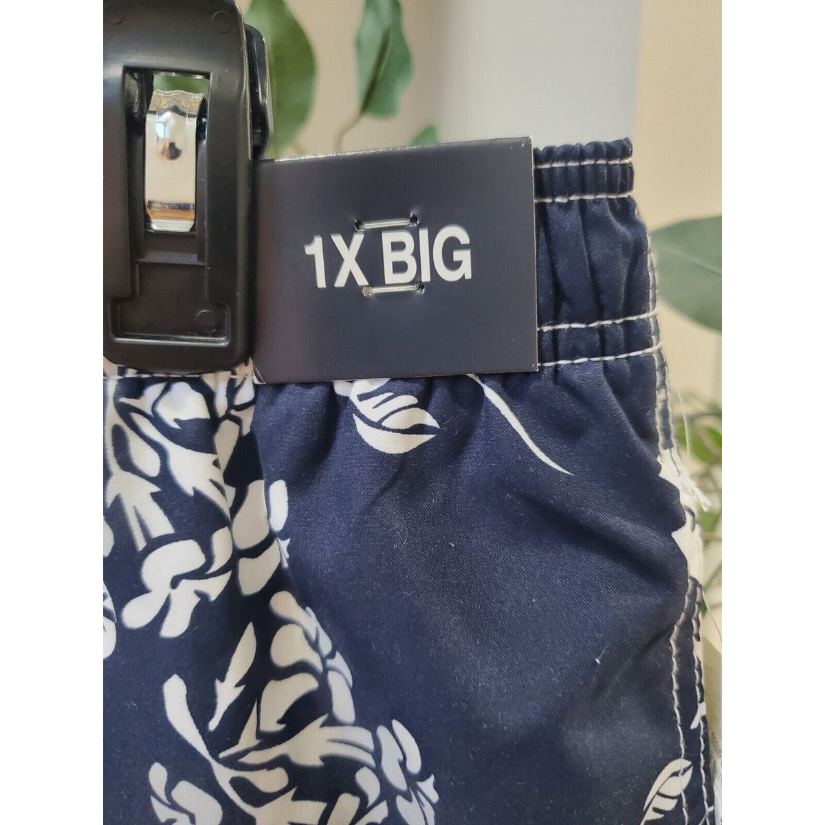 Roundtree & Yorke Men's Blue Floral Cotton Pull On Stretch Swimwear Shorts 1XB