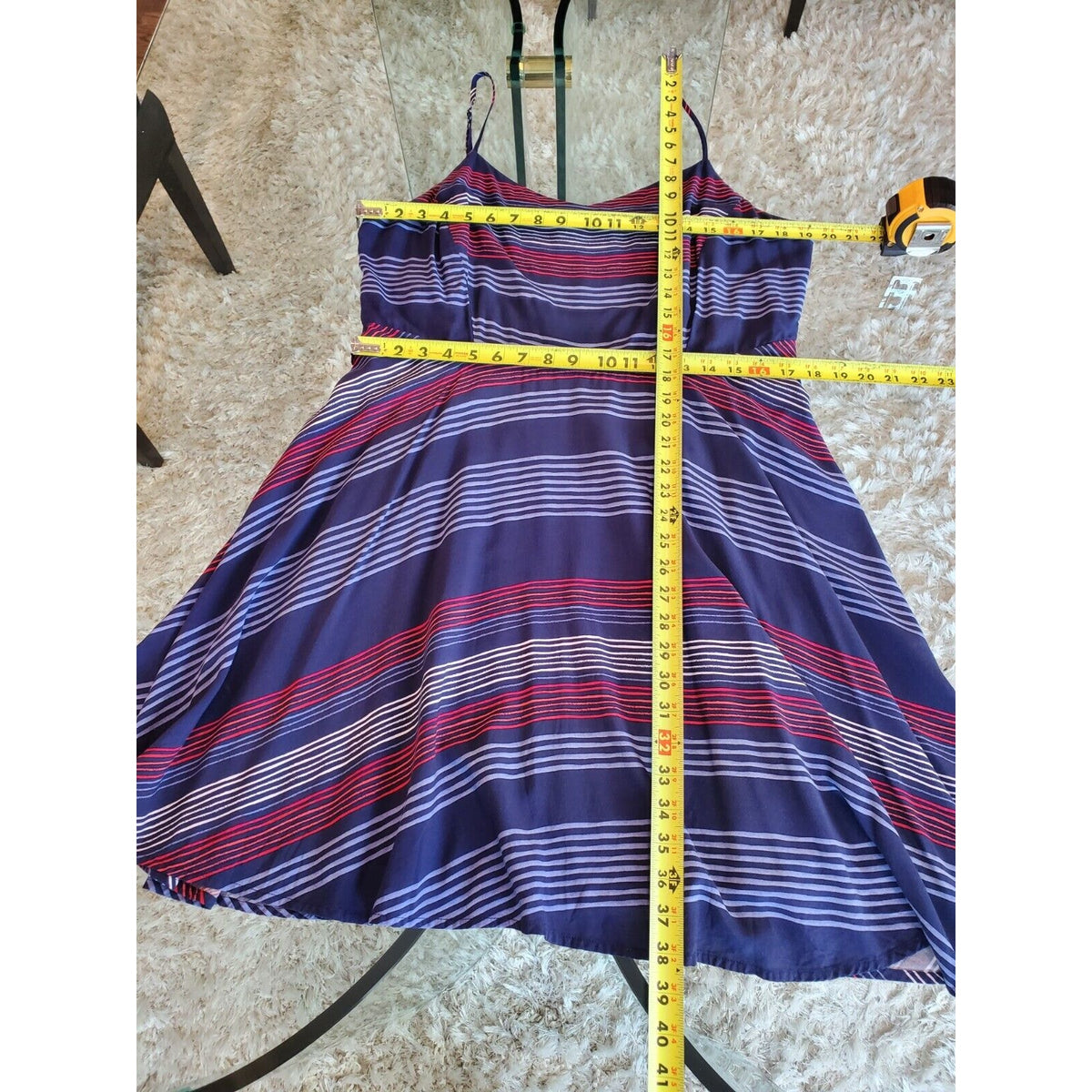 Old Navy Women Multicolor Rayon Sweetheart Neck Sleeveless Knee Length Dress XL