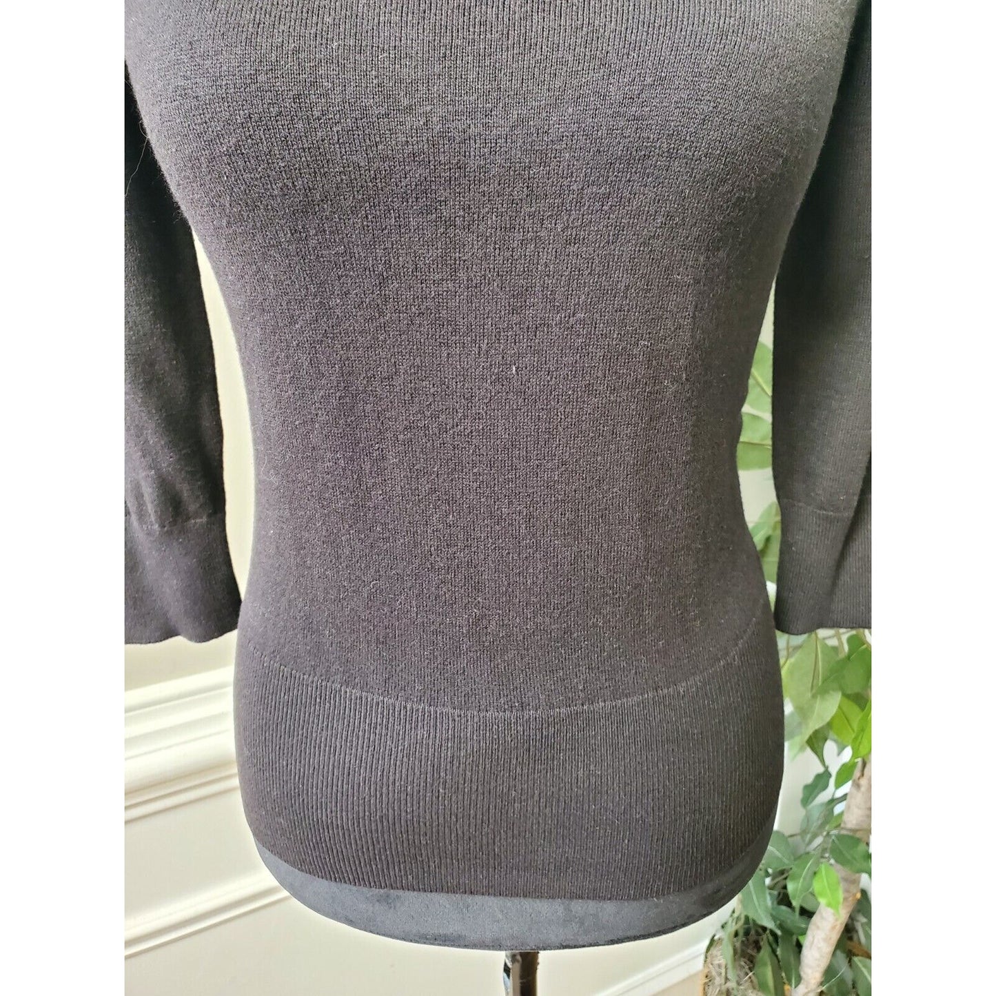Worthington Black Embellished 3/4 Sleeve Sweater Size PS