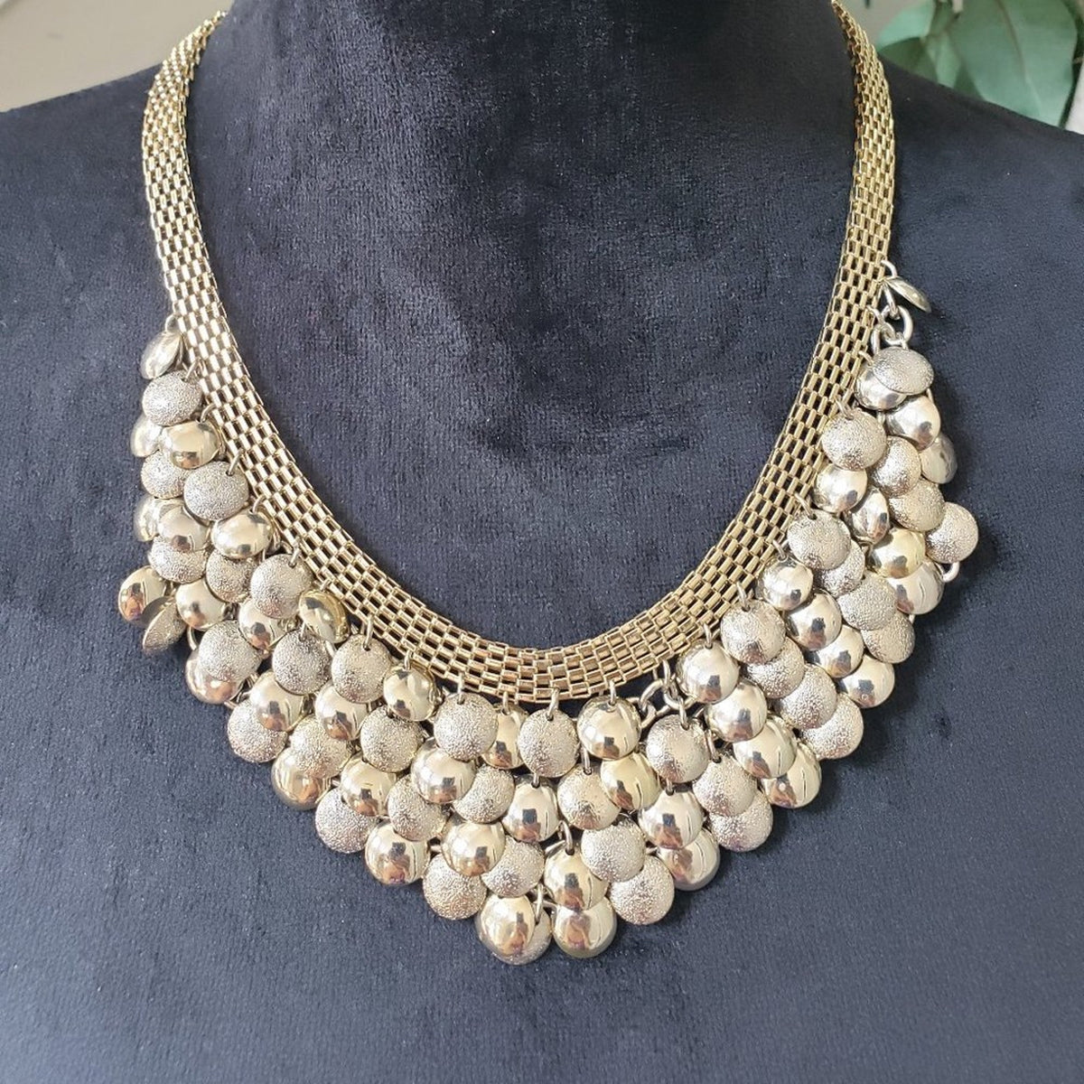 Womens Fashion Gold Tone Multi Strand Layered Disc Collar Necklace Lobster Clasp
