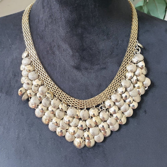 Womens Fashion Gold Tone Multi Strand Layered Disc Collar Necklace Lobster Clasp