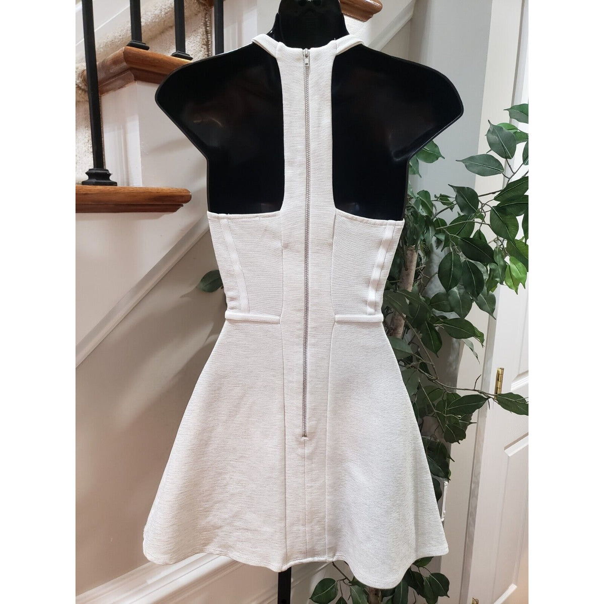 Top Shop Womens White Viscose Sleeveless Round Neck Knee Length Dress Petite 0