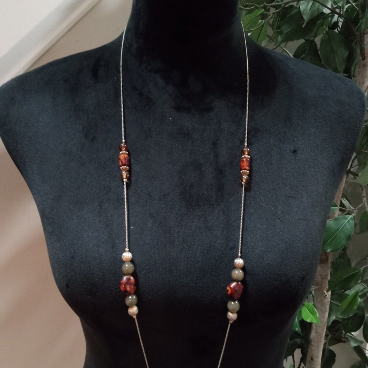 Womens Modern Fashion Multicolor Charm Beaded Long Necklace with Round Clasp