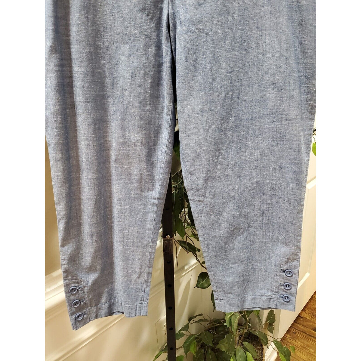 Talbots Womens Blue 100% Cotton Pockets Flat Front Straight Leg Pants Size 12P