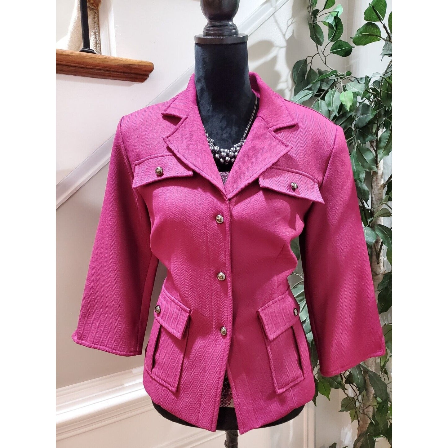 R&K Women Purple 100% Polyester Single Breasted Long Sleeve Top & Coat Size 10