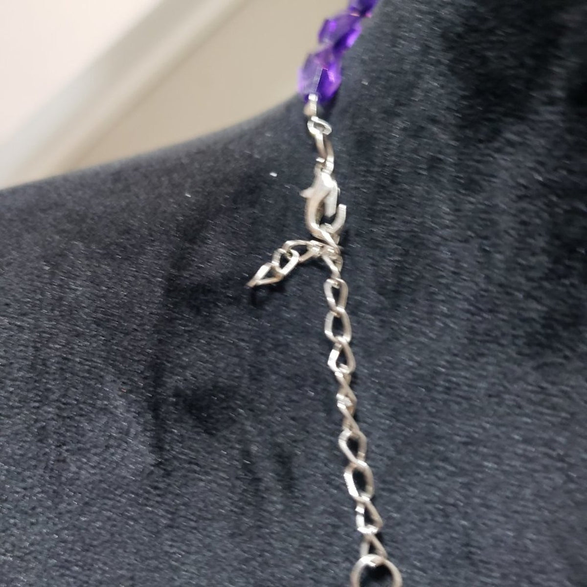 Handmade Purple Costume Gemstone, Beaded Pendant Collar Necklace