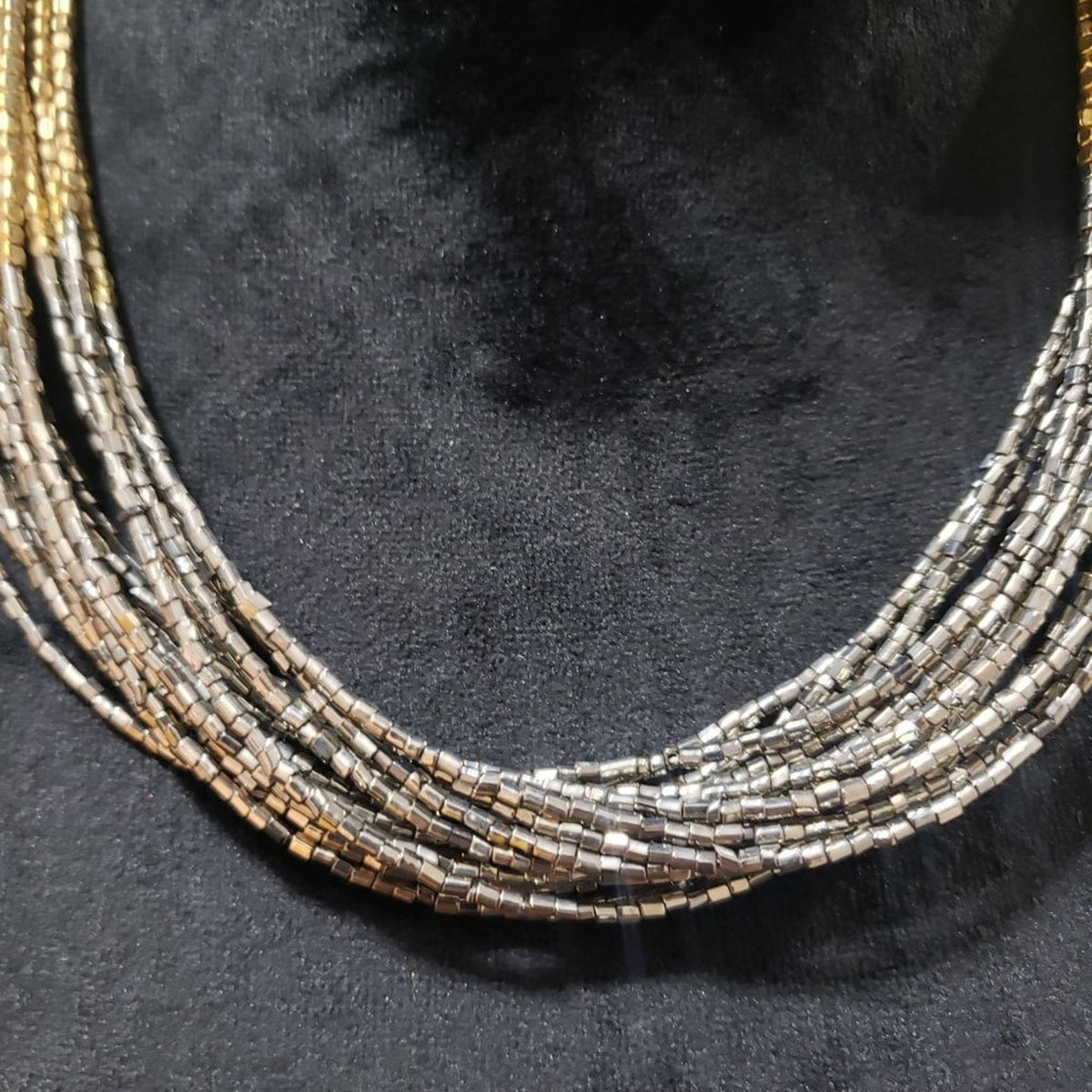 Women Gold Silver Multilayer Round Beaded Lobster Clasp Fashion Jewelry Necklace