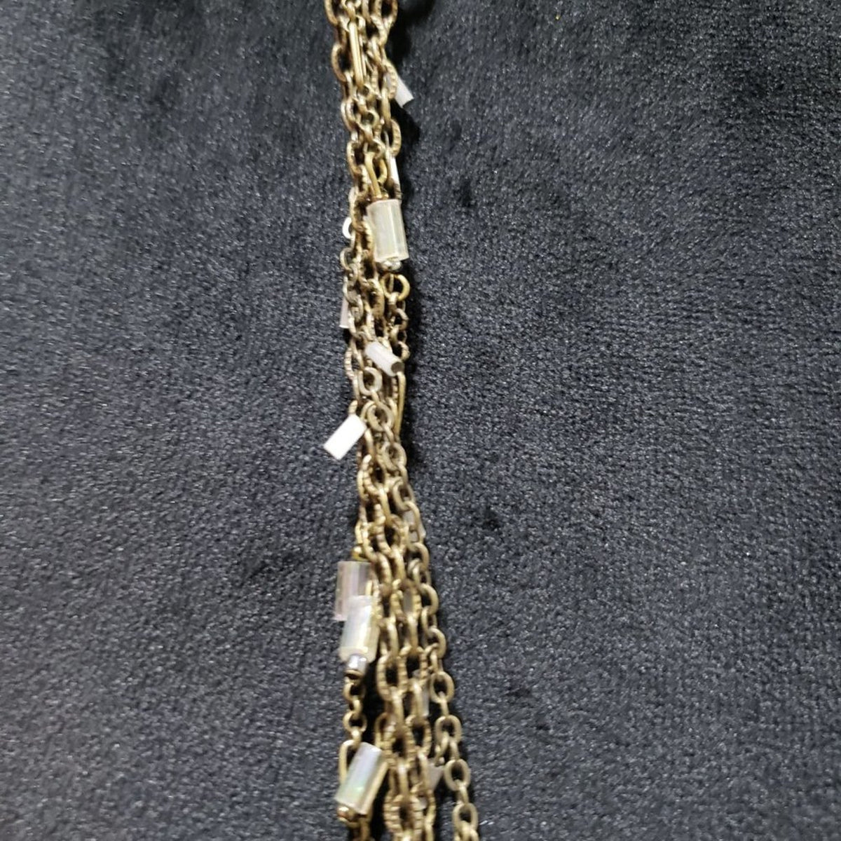 Coldwater Creek Marked Layered Five Strand Gold Tone Glass Beads Necklace