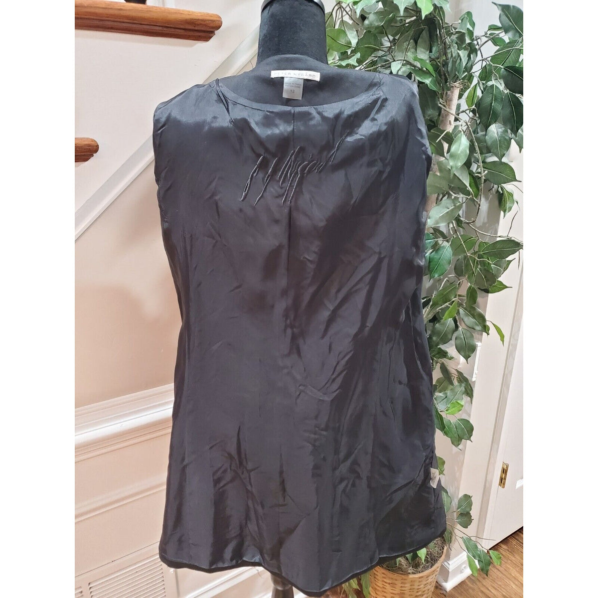 Peter Nygard Women's Black Embroidered Long Sleeve Button Front Jacket Size 12