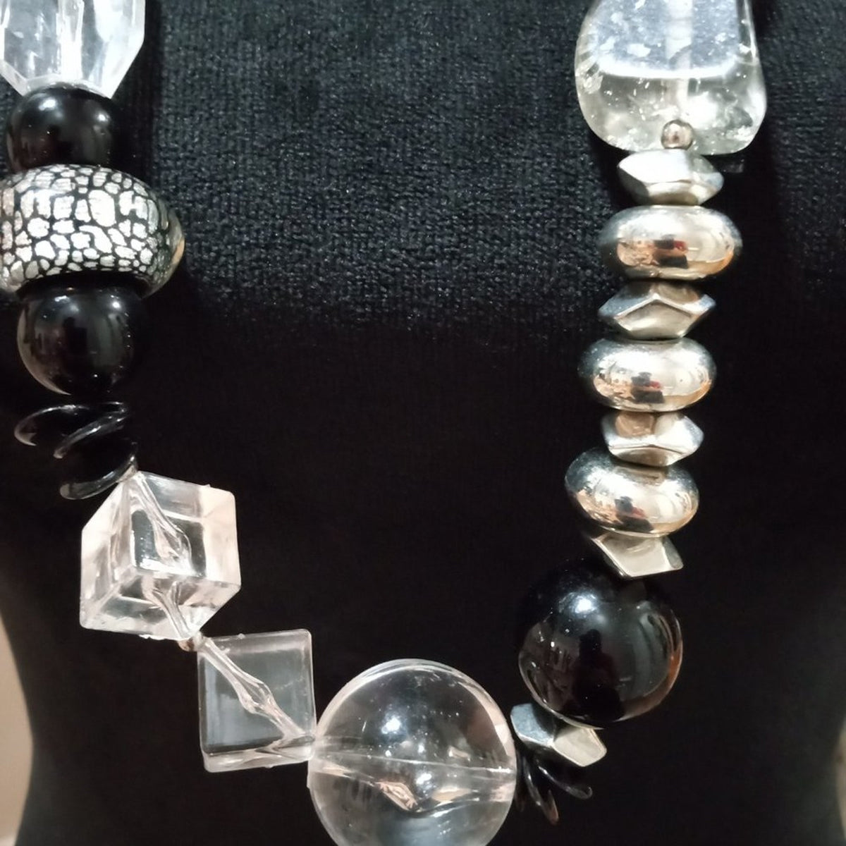 Womens Modern Fashion Chunky Rhinestones Beaded Long Necklace with Lobster Clasp