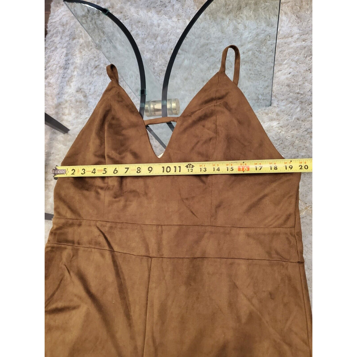COC Womens Olive Polyester V Neck Sleeveless 1 Piece Jumpsuit Curvy Fit Size 1XL