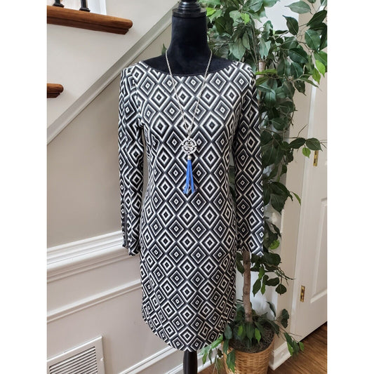 New Directions Womens Multicolor Round Neck Long Sleeve Knee Length Dress Size 6