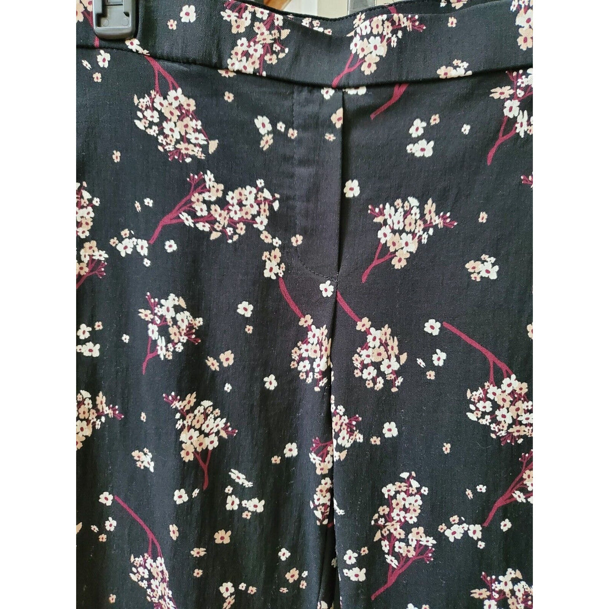 Jules & Leopold Womens Black Floral Rayon Mid Rise Straight Leg Casual Pant M