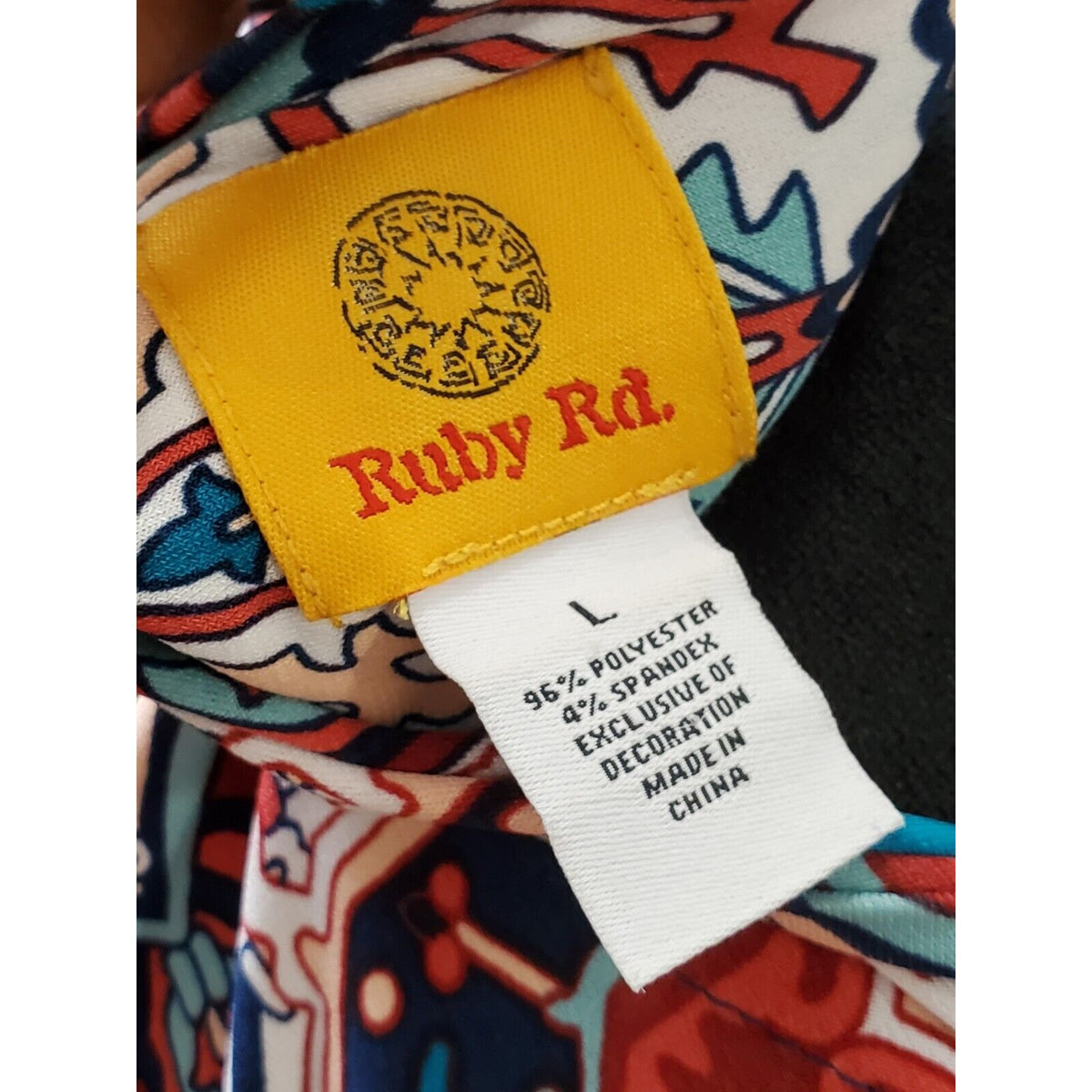 Ruby Rd. Women Multicolor Polyester Round Neck Long Sleeve Top Blouse Size Large