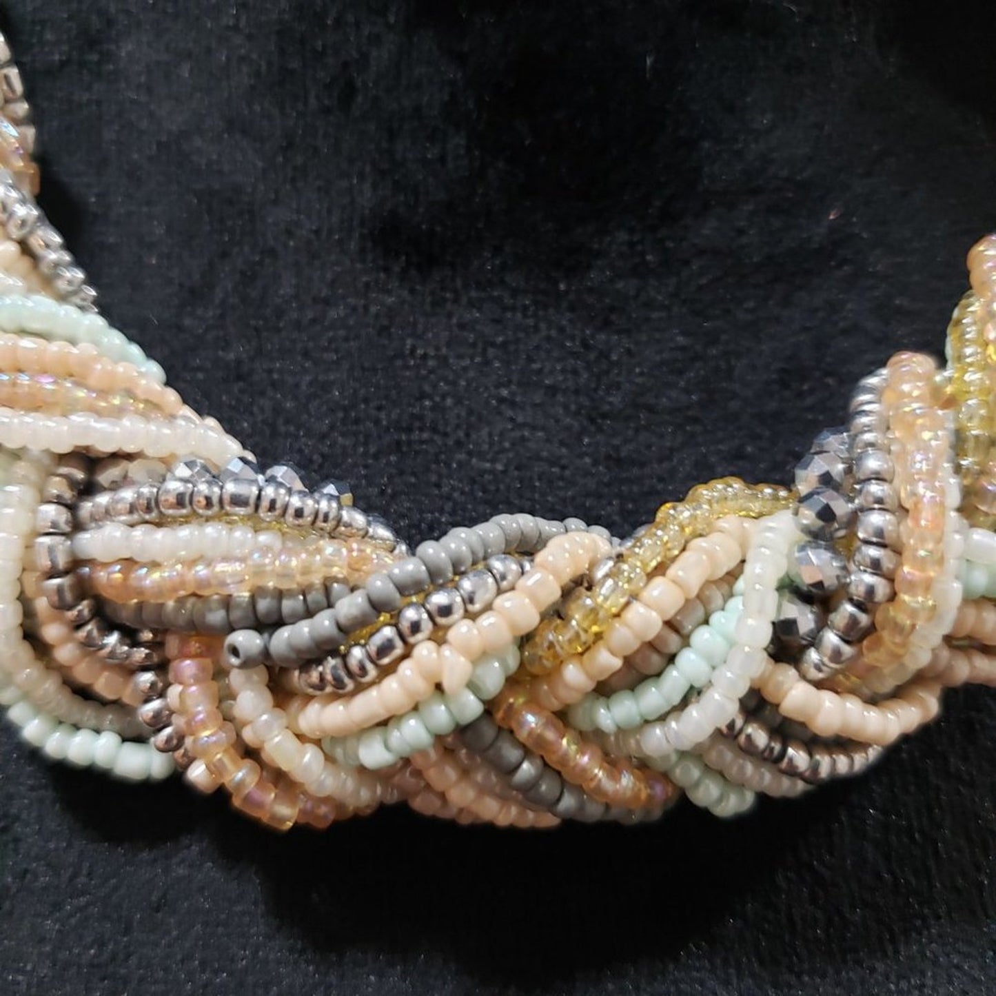 Women's Multicolor Round Twisted Beaded with Lobster Clasp Necklace