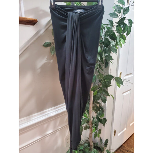 Lulu’s Women's Black Solid Polyester Scenic Drive Midi Skirt Size X-Small