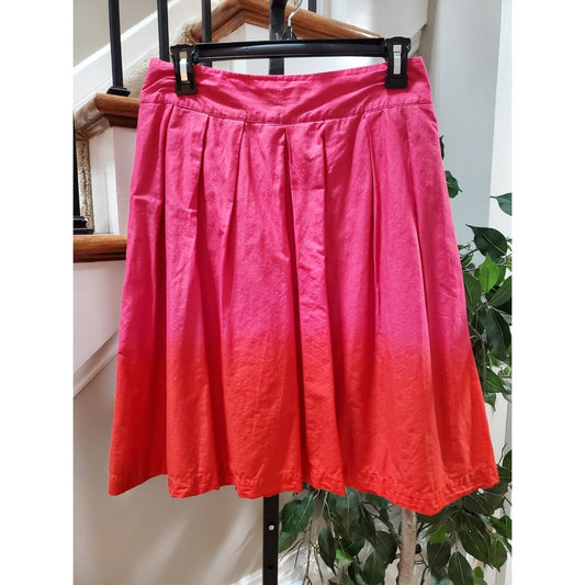 H&M Women's Pink & Red Solid 100% Cotton A-Line Casual Knee Length Skirt Size 6
