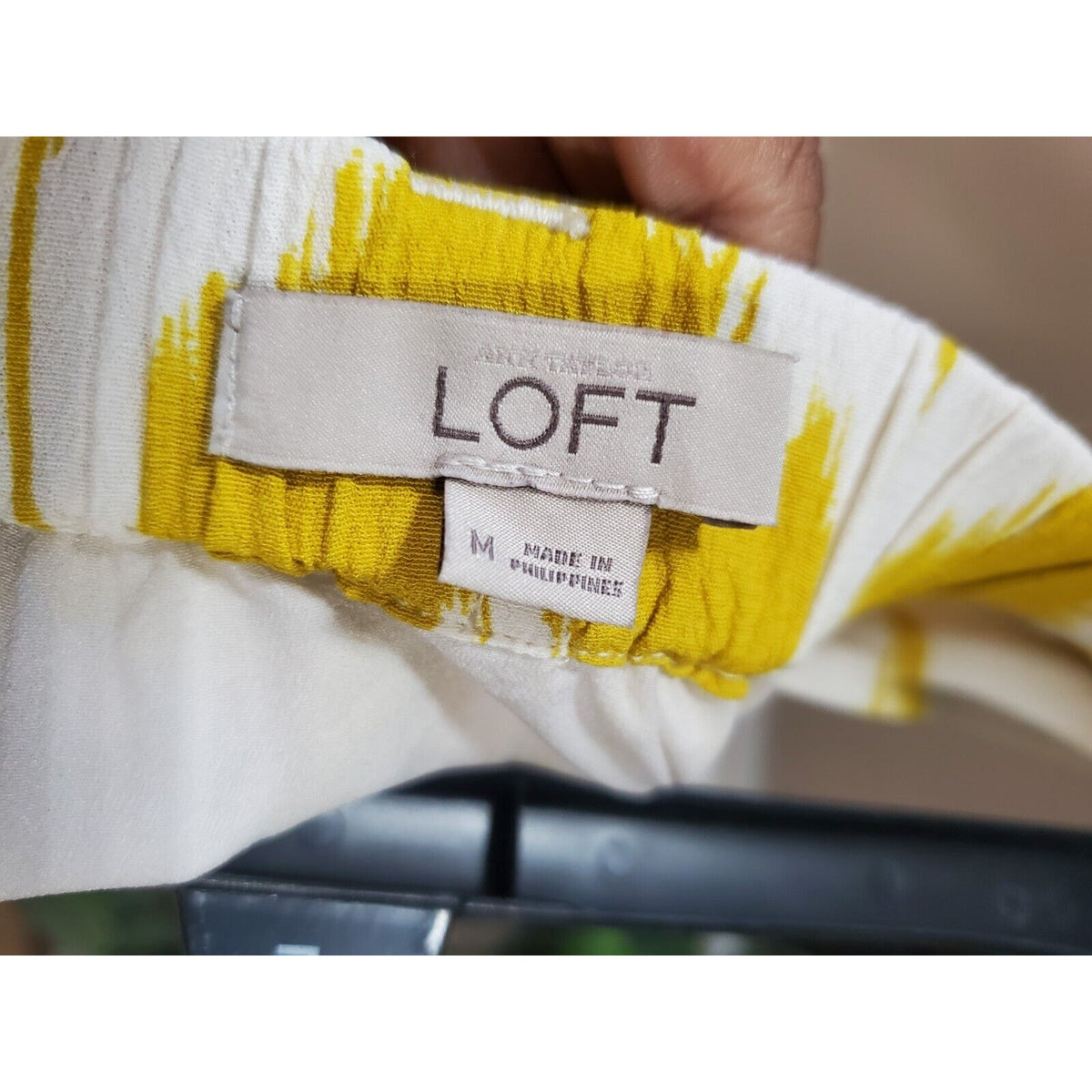 LOFT Women's Yellow White Button Down Fully Lined Pockets & Belt Loops Skirt M