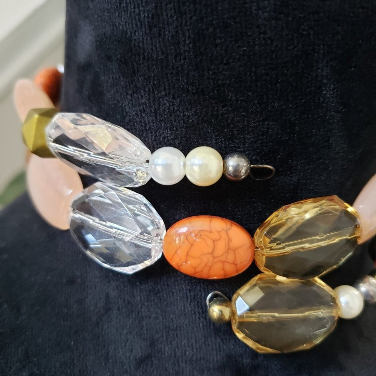 Women's Multicolor Gemstone Bead 2 Strand Statement Chunky Necklace
