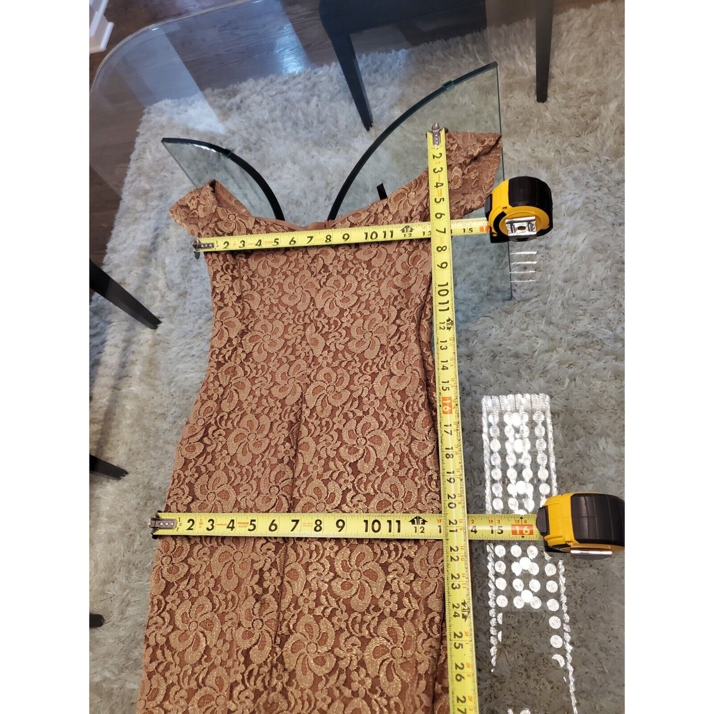 Goodtime USA Brown Polyester Sweetheart Neck Short Sleeve Formal Maxi Dress S