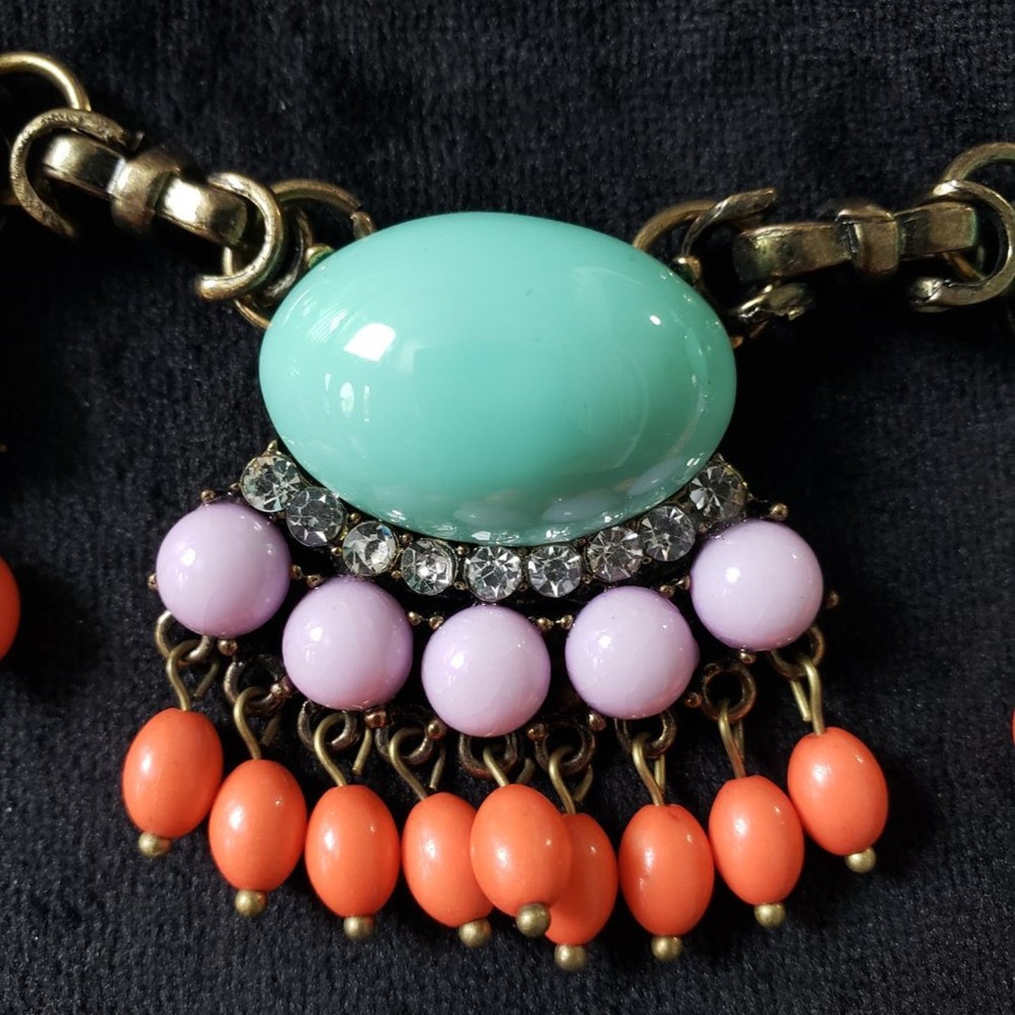 J.Crew Womens Bead & Fan Fringe Statement Fashion Jewelry Necklace