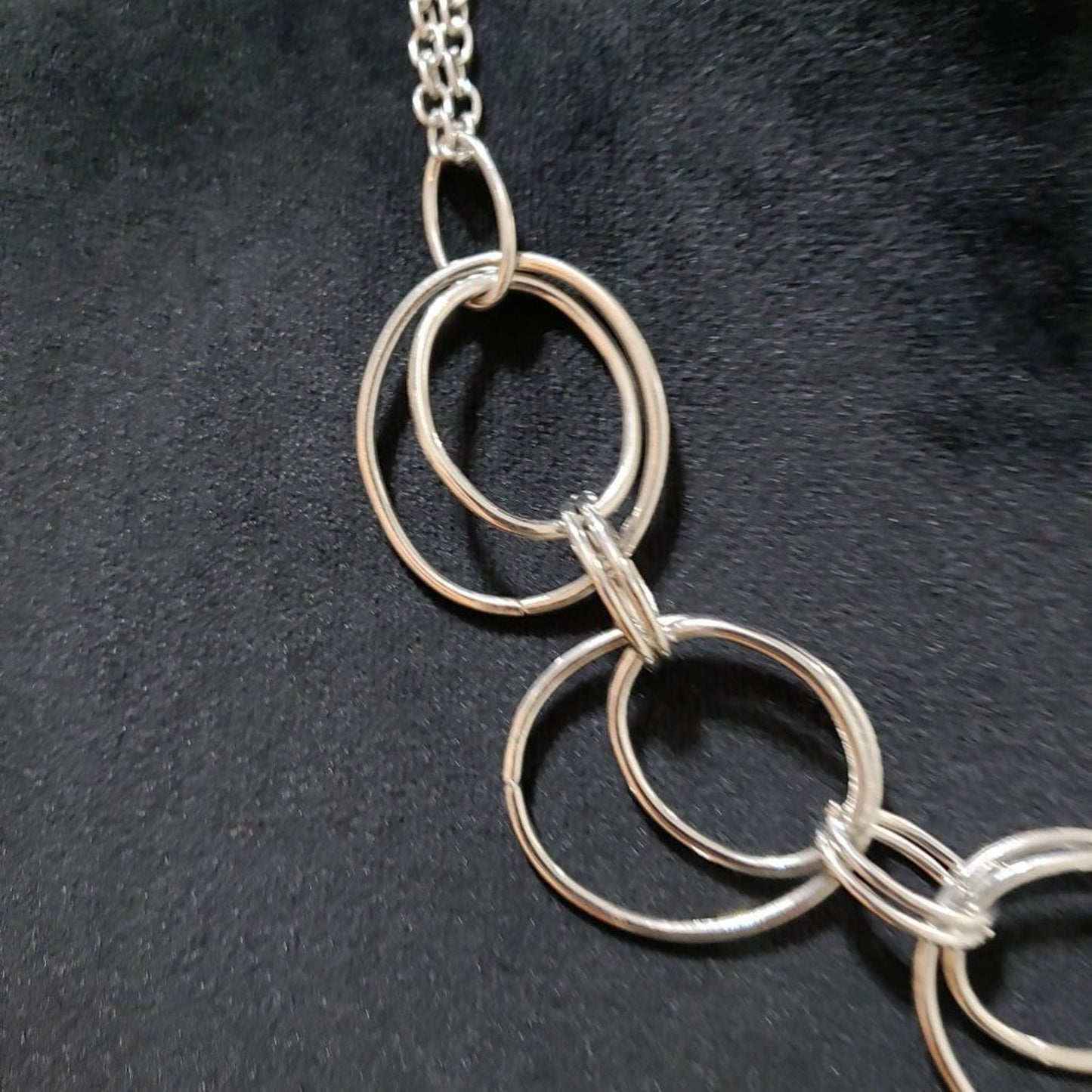 Womens Fashion Silver Tone Hollow Circles Link Statement Necklace with Lobster