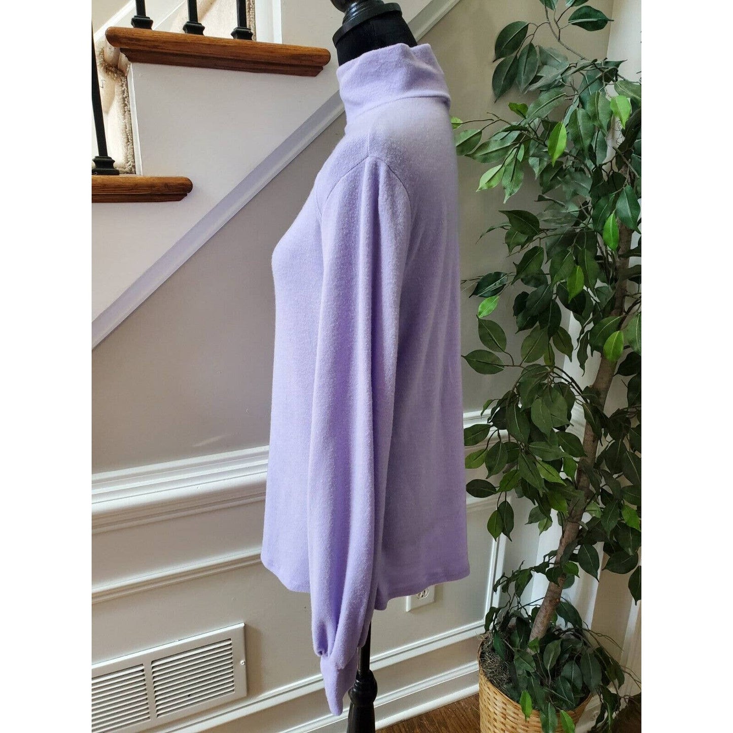 Another Reason Women's Purple Polyester High Neck Long Sleeve Pullover Sweater M