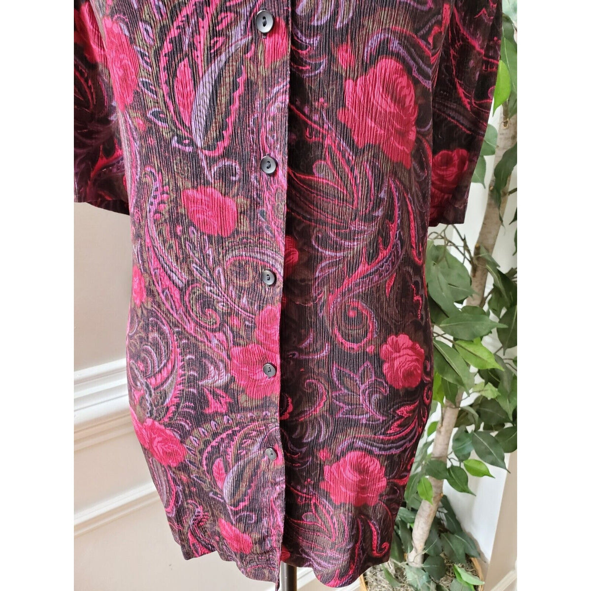 Style&Co. Women Floral Polyester Collared Neck Half Sleeve Button Down Shirt 20W