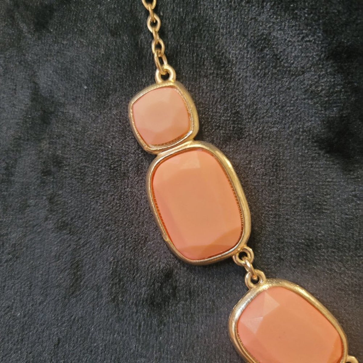 Women's Orange Oval Link Beaded Chunky Statement Jewelry Necklace