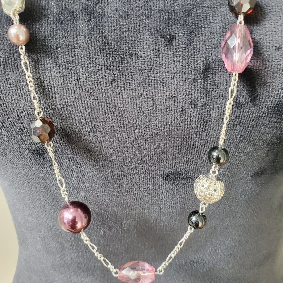 Lia Sophia Womens Multicolor Round Beaded with Lobster Clasp Charm Necklace