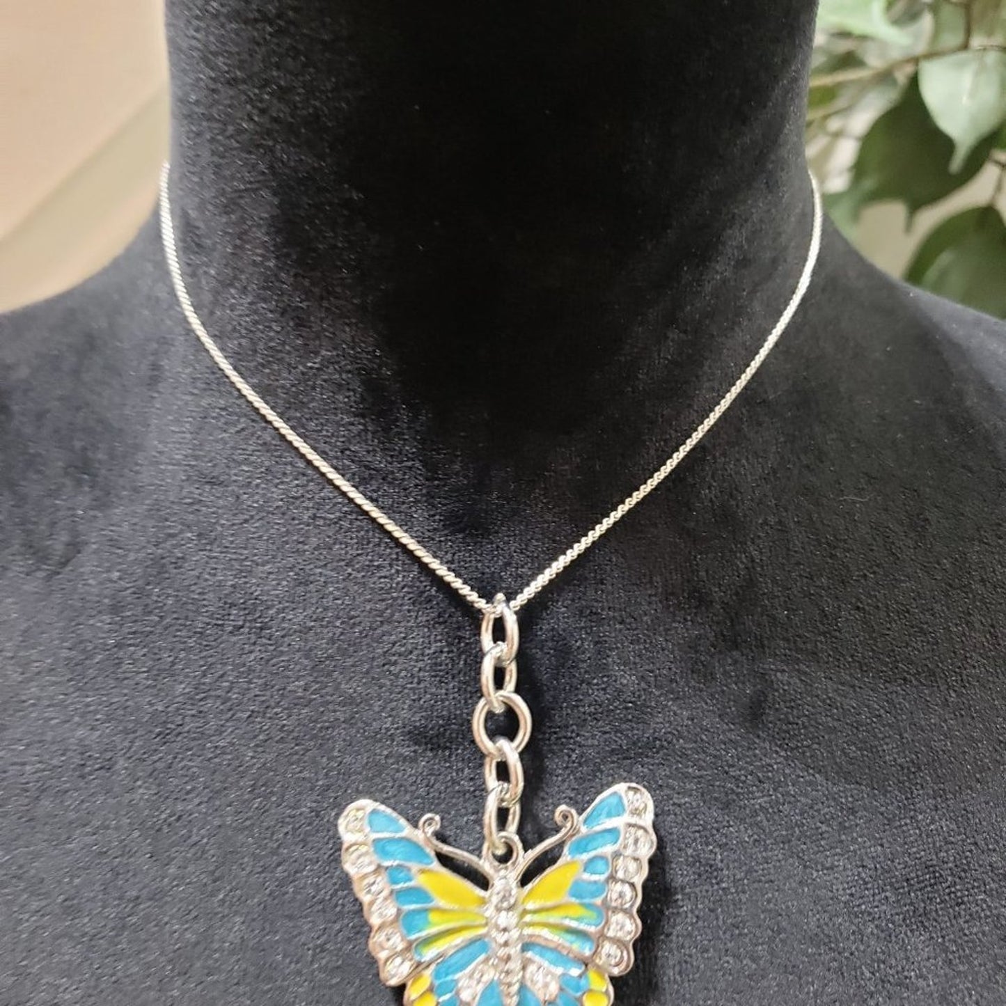 Women's Colorful Enameled Butterfly Charm Pendant Necklace