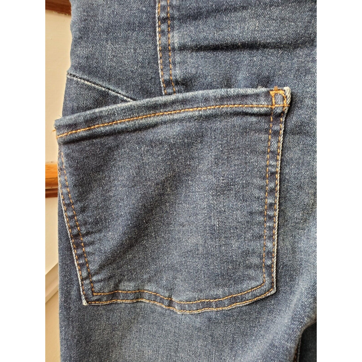 Free People Feel Like Sunshine Blue Denim Cotton Dark Wash Jeans Pant Size 24