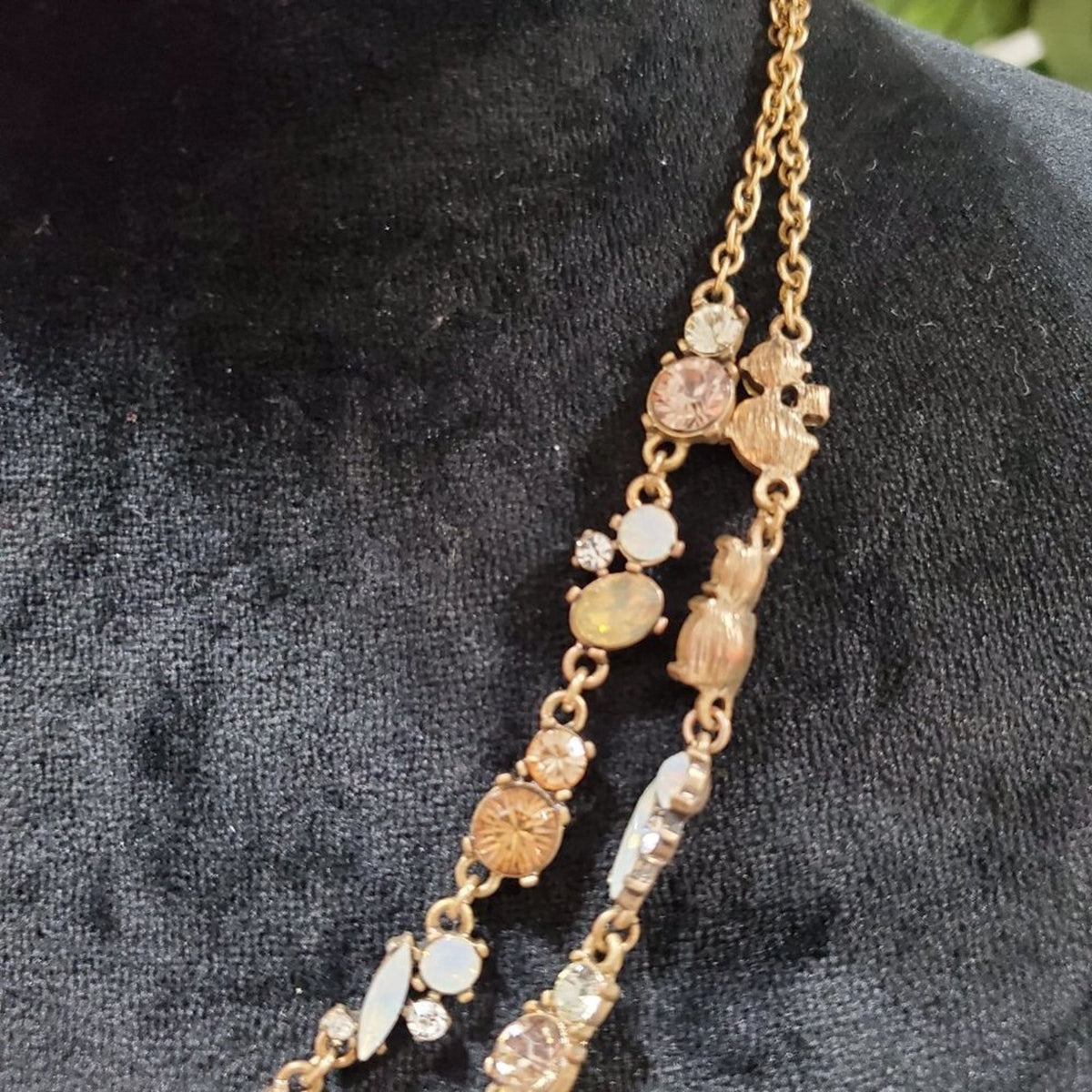Women's Gold Tone Beaded Double Strand Chain Fashion Jewelry Necklace