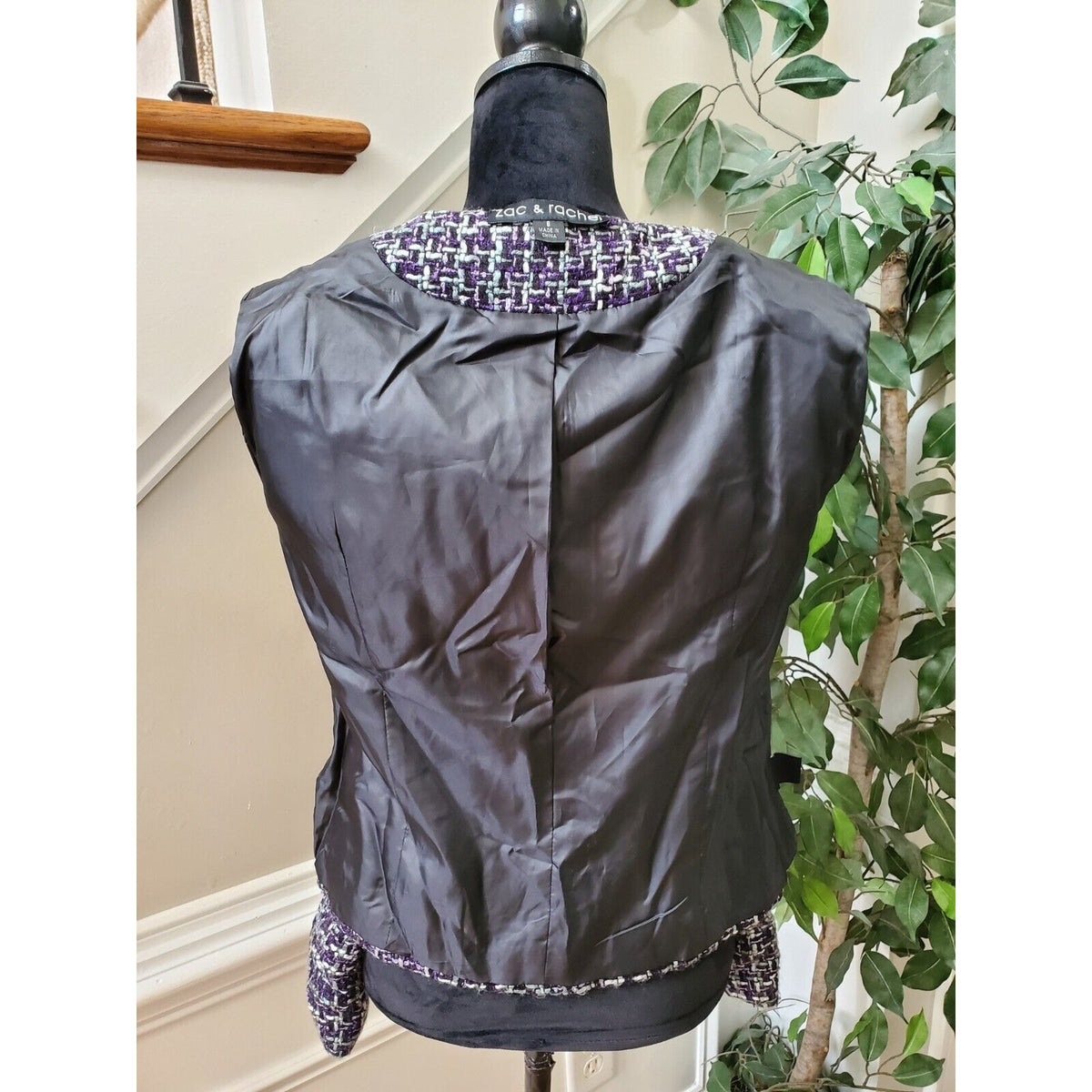 Zac & Rachel Women Purple 100% Acrylic Long Sleeve Button Front Jacket Blazer 8