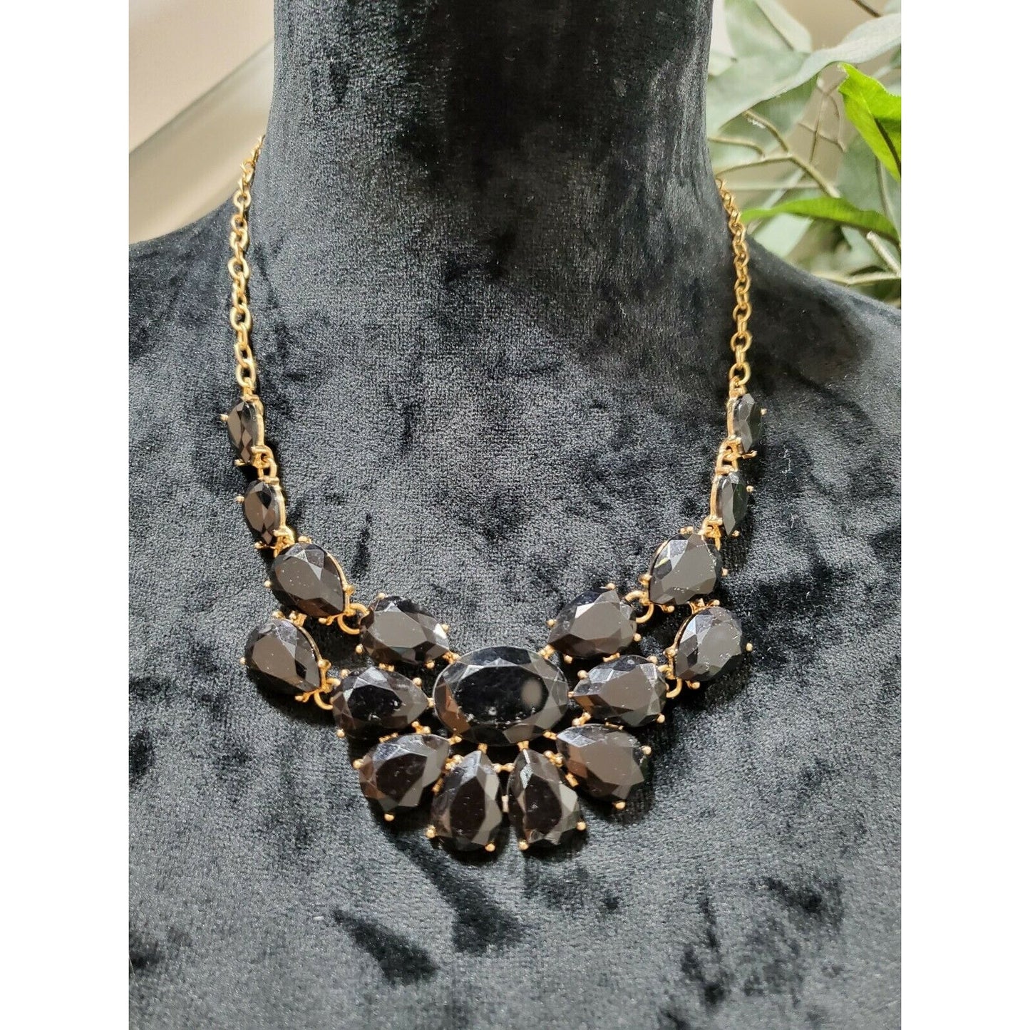 Black Stone Statement Necklace