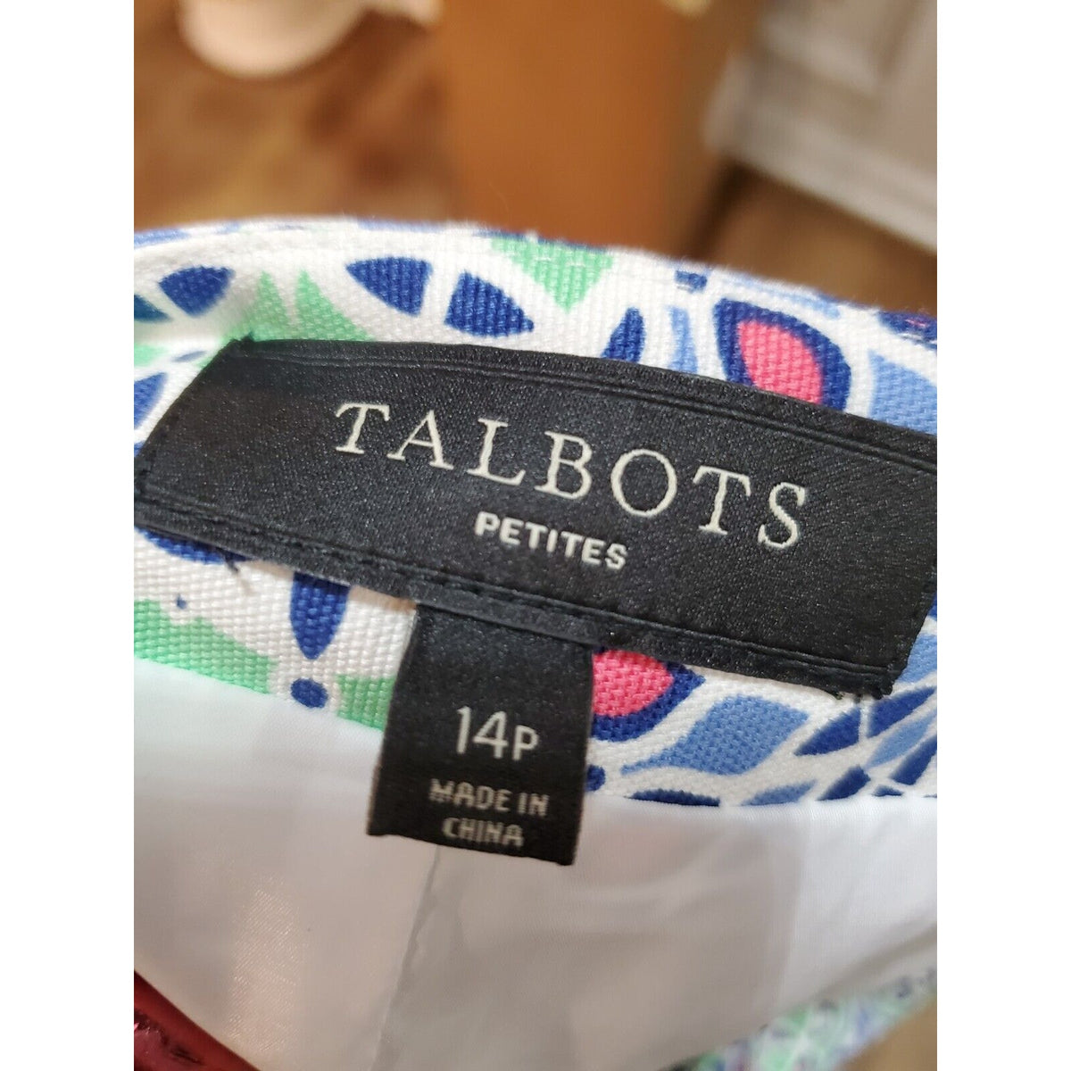 Talbots Womens Multicolor Kaleidoscope Print Cotton Side Zip Mini Skirt Size 14P