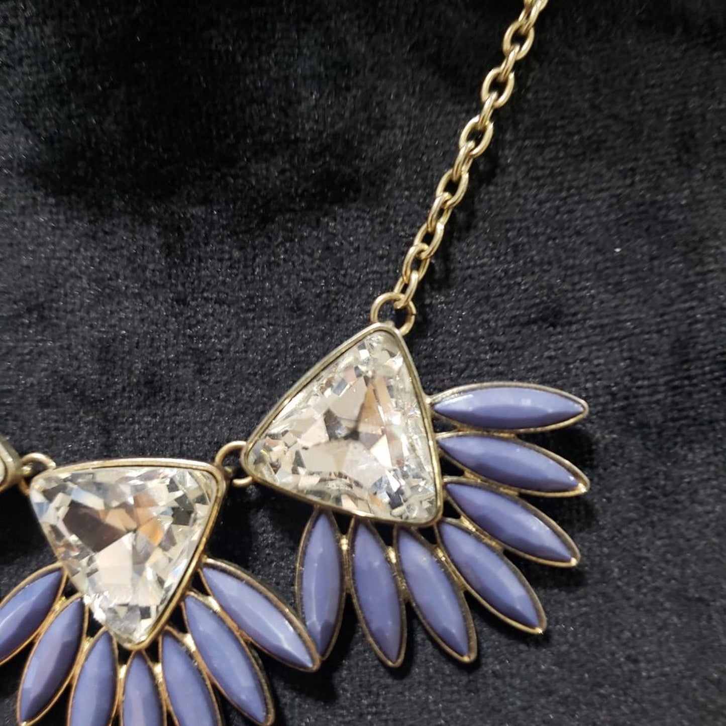 Womens Crystal Stones Purple Tear Drop Pendant Fashion Necklace