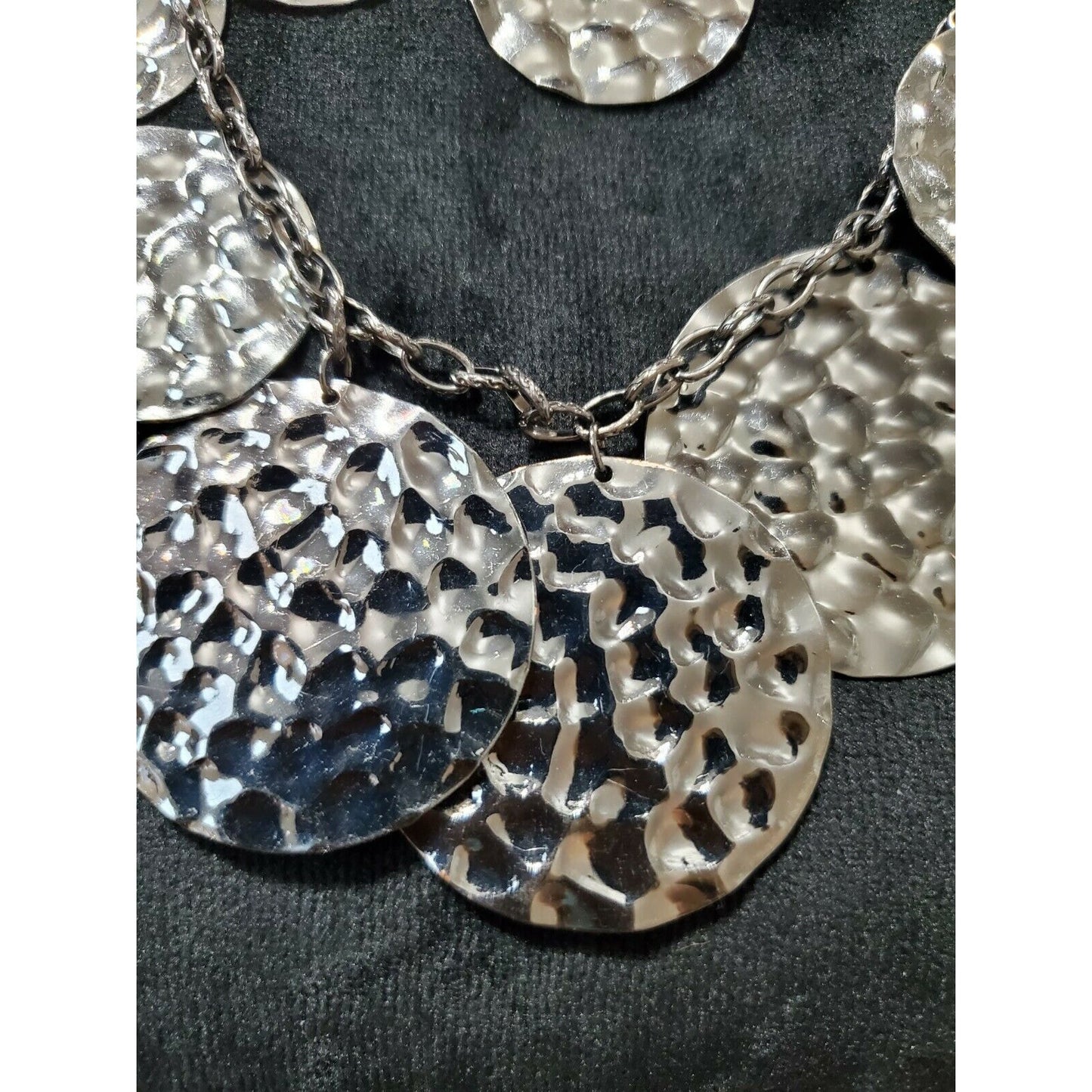 Women's Pewter Layered Multi-size Round Coin Stylish Chunky Necklace