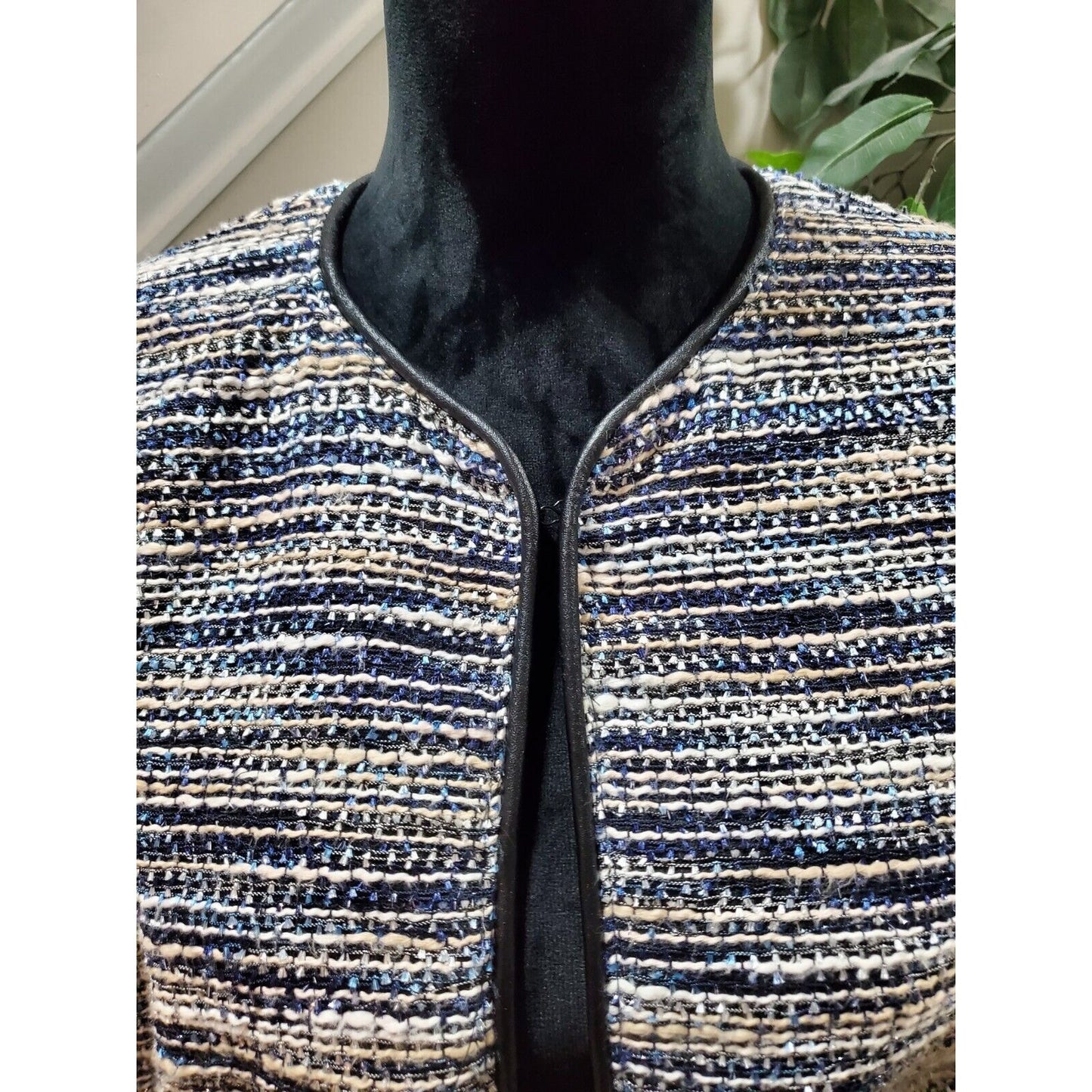 Alfred Dunner Women Multicolor Polyester Long Sleeve Open Front Jacket Size 14P