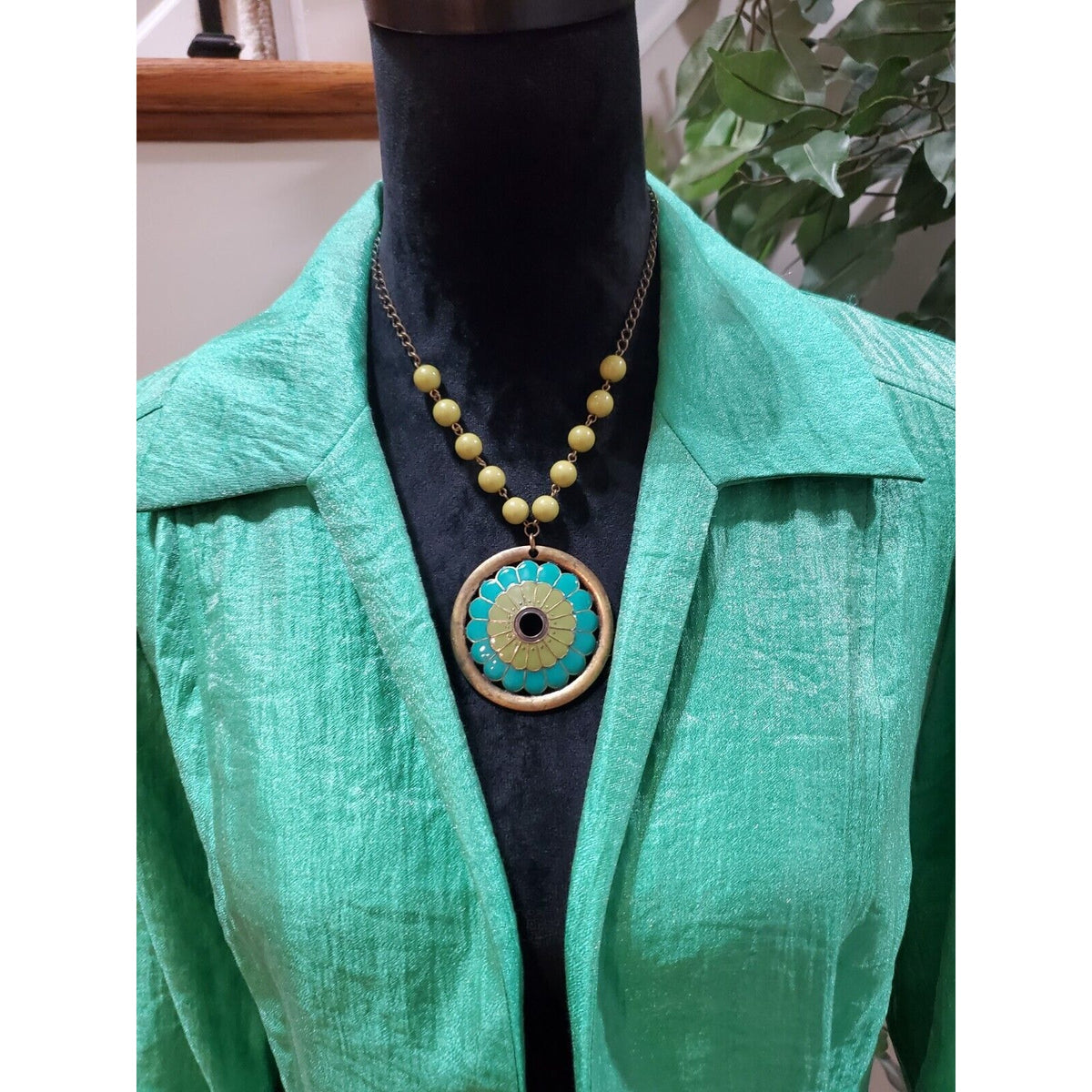 Choices Women's Green Rayon Open Front Long Sleeve Blazer Jacket Size Large