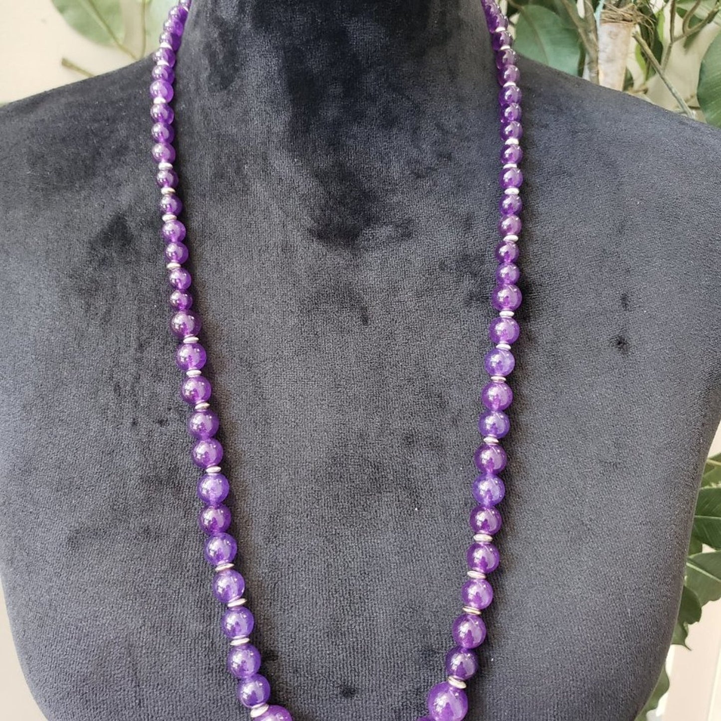 Womens Fashions Purple Amethyst Round Gems Teardrop Necklace with Lobster Clasp