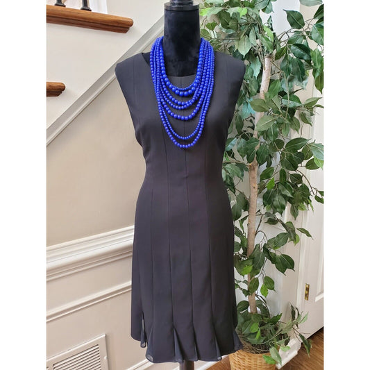 Calvin Klein Women's Black Polyester Round Neck Sleeveless Knee Length Dress 14